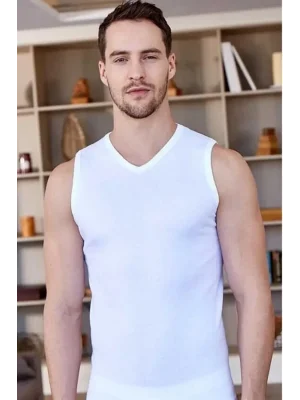 Ribbed Mens V-Neck Sleeveless Tank Top 1028