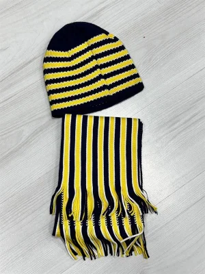 Fan Scarf Beanie Yellow Navy