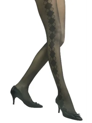 Vog Thin Patterned Tights Argil Black 2