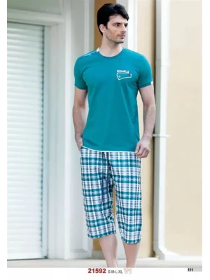 Summer Plaid Patterned Capri Pajama Set 21592