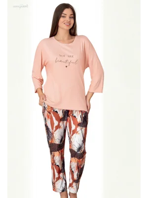 Limissi Somon Rengi Uzun Kollu Kadın Pijaması 26618