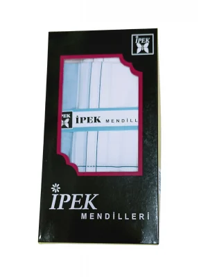 İpek Erkek Çizgili Kutulu Mendil 12 Adet 42x42 cm