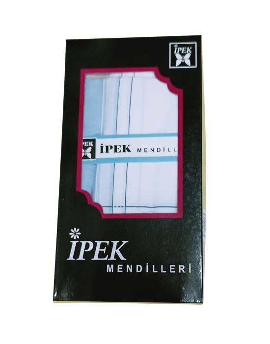 İpek Erkek Çizgili Kutulu Mendil 12 Adet 42x42 cm