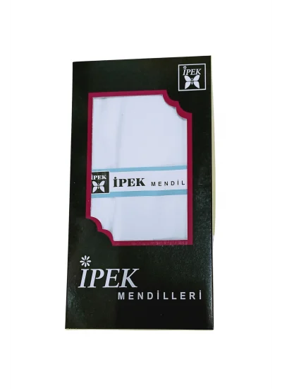İpek Erkek Beyaz Kutulu Mendil 12 Adet 42x42 cm
