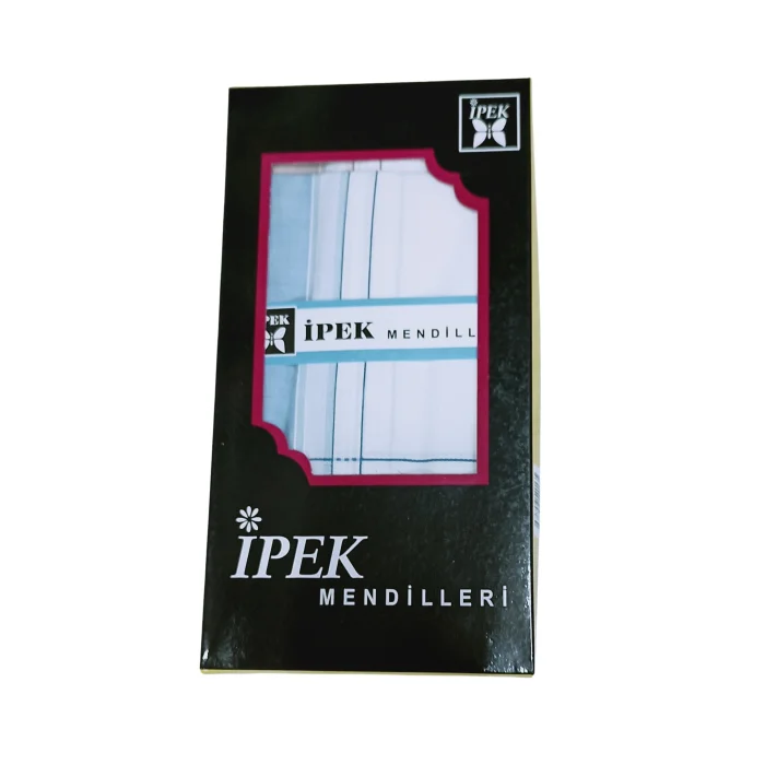 İpek Erkek Çizgili Kutulu Mendil 12 Adet 42x42 cm
