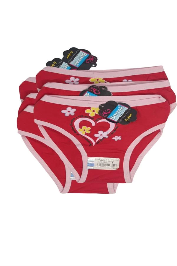 2 Berrak Kız Kalpli Çiçekli Baskılı Bikini 6 Adet