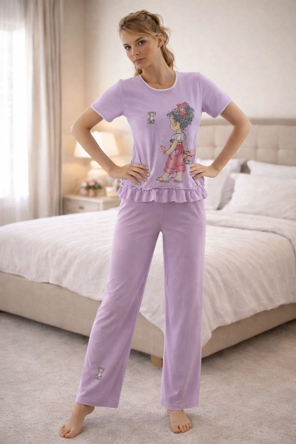 2675 Berrak Baskılı Bayan Pijama Takımı