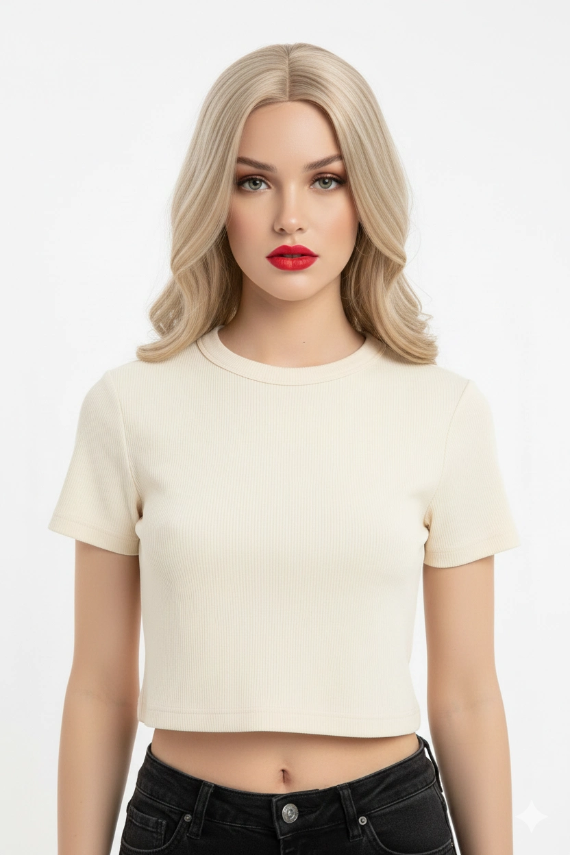 crop kısakollu body ekru