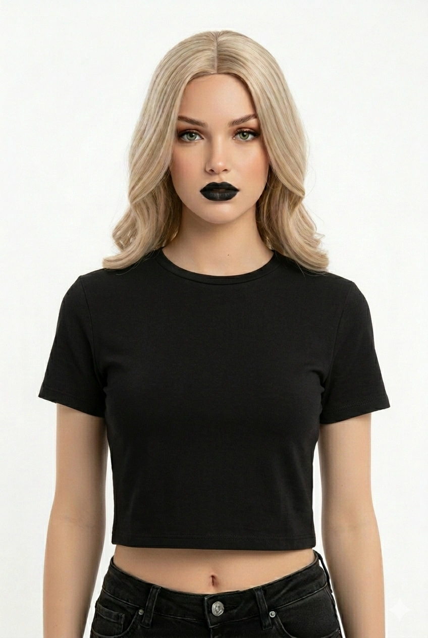 crop kısakollu body siyah