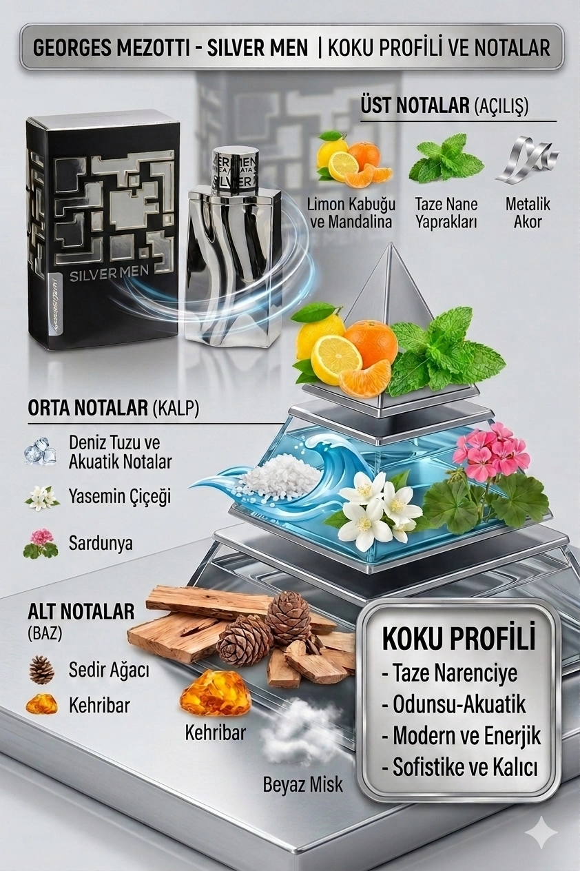 Silver Men Georges Mezotti EDT 100 ml Erkek Parfüm