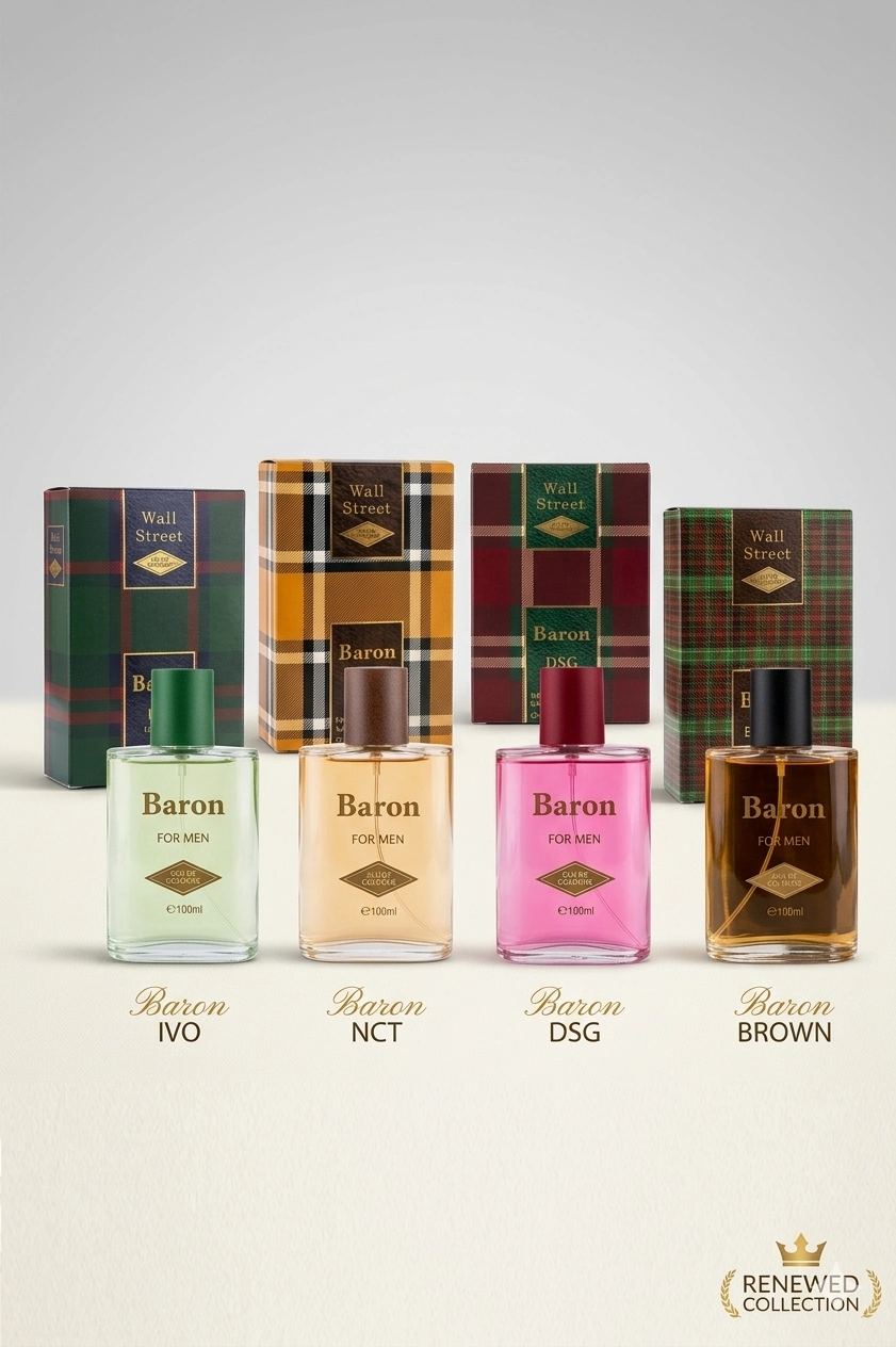 BARON Wall Street DSG , Brown, IVO, NCT 2026 4 lü Erkek EDC Erkek Parfüm Seti 4X 100 ml