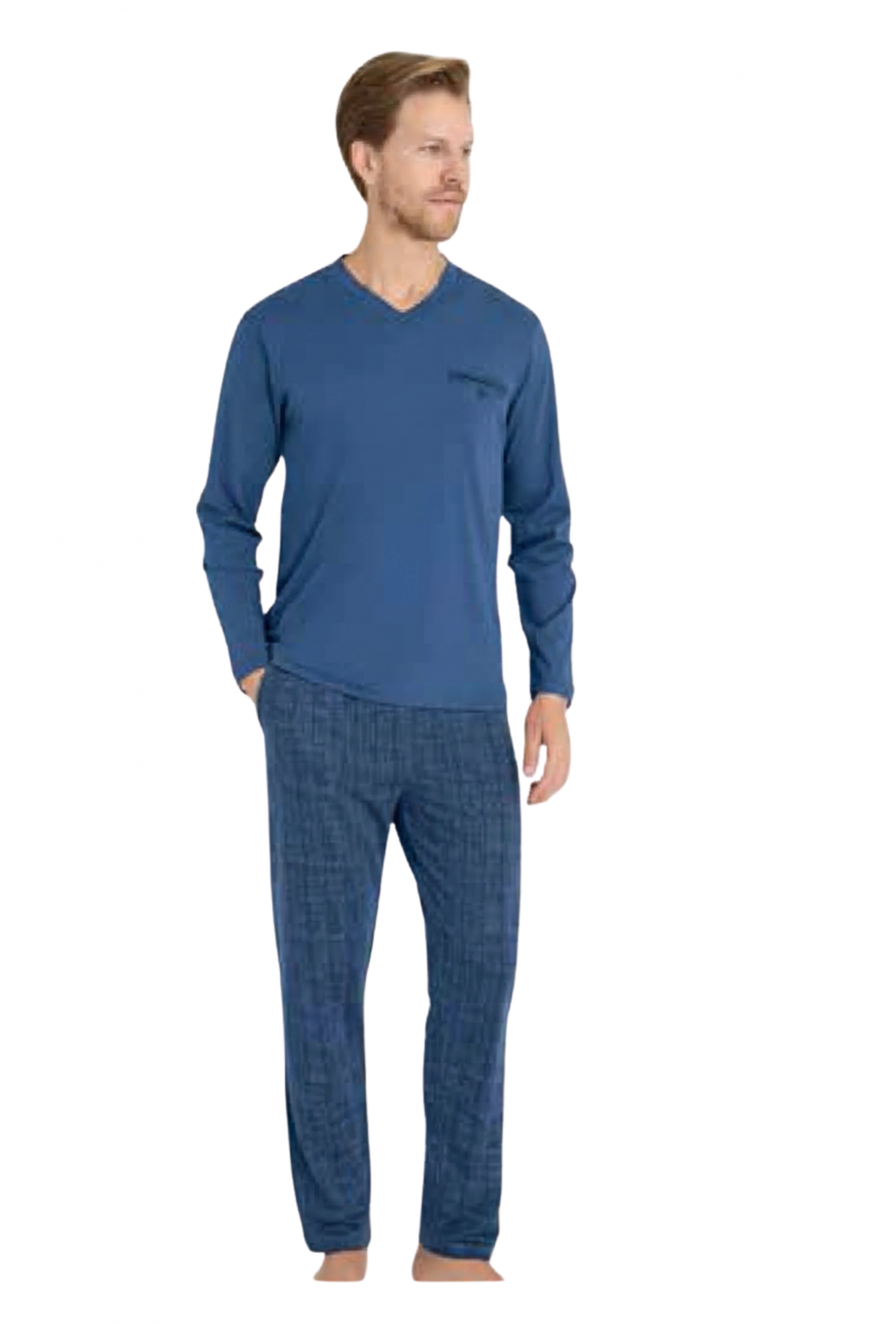 9214-kly v yaka pijama takımı