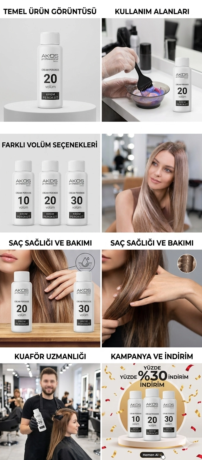 Akos Krem Peroksit 20 Volüm %6 60ML-10 Adet