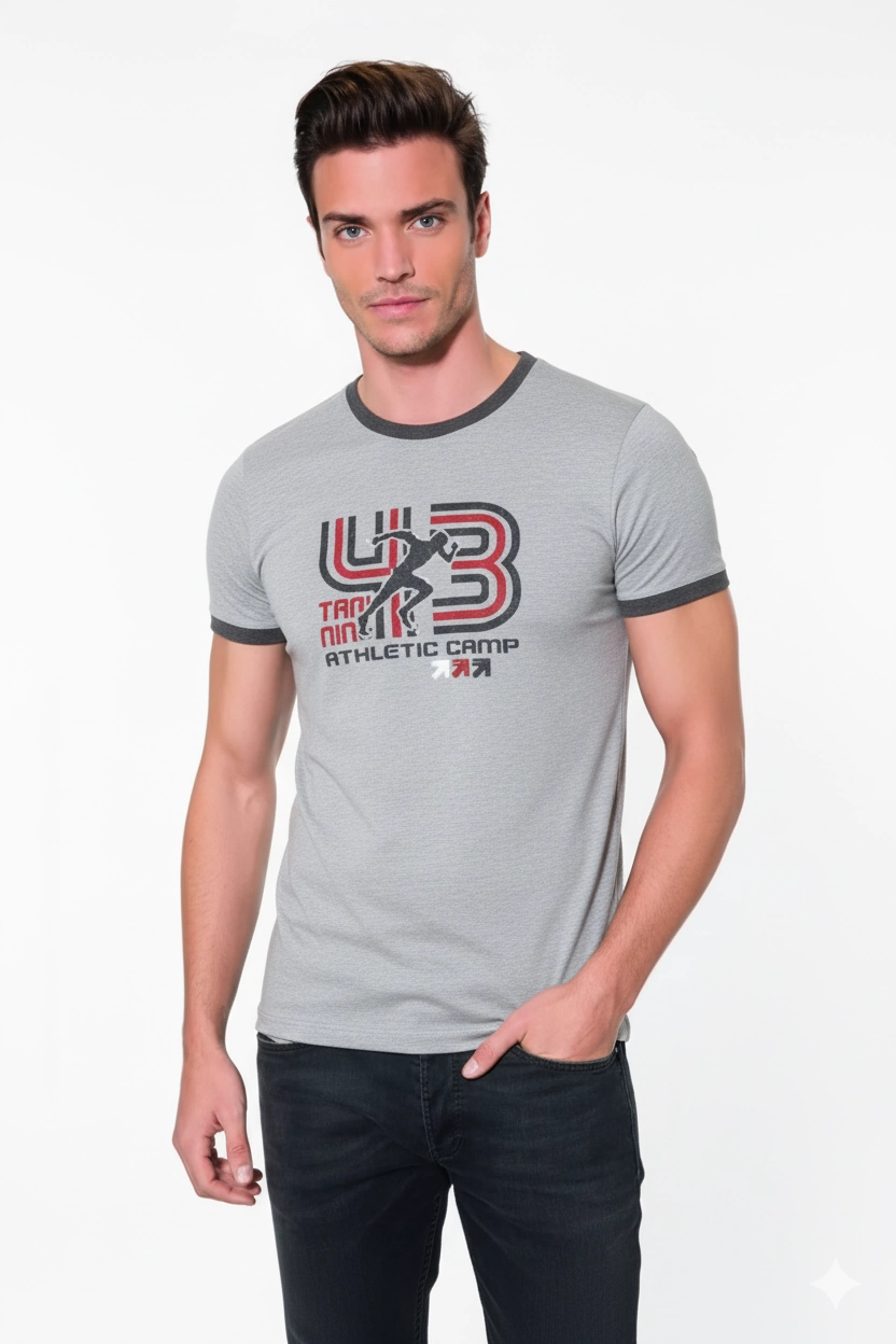 Berrak Erkek 43 Baskılı T-Shirt 1038 Gri M