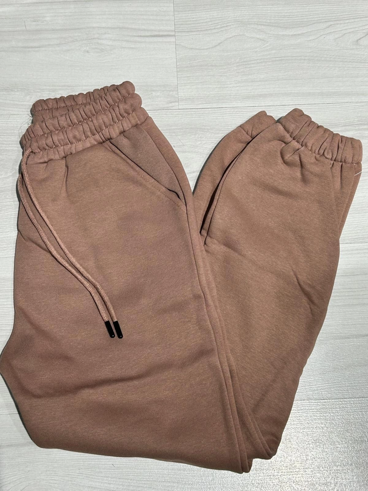 Jogger 3 İplik Şardonlu Cepli Tek Alt Siyah Siyah Sütlü Kahve