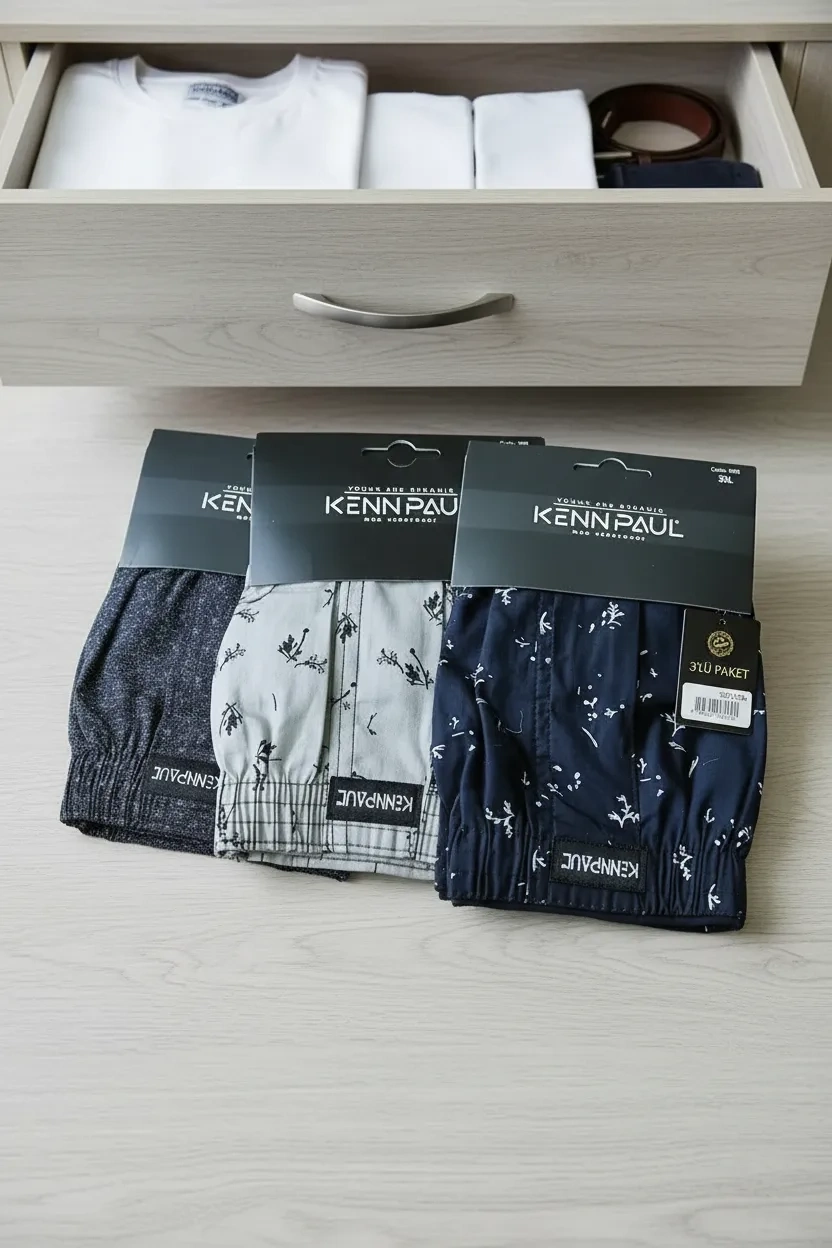 Kenn Paul Desenli Poplin Erkek Boxer 3 Adet