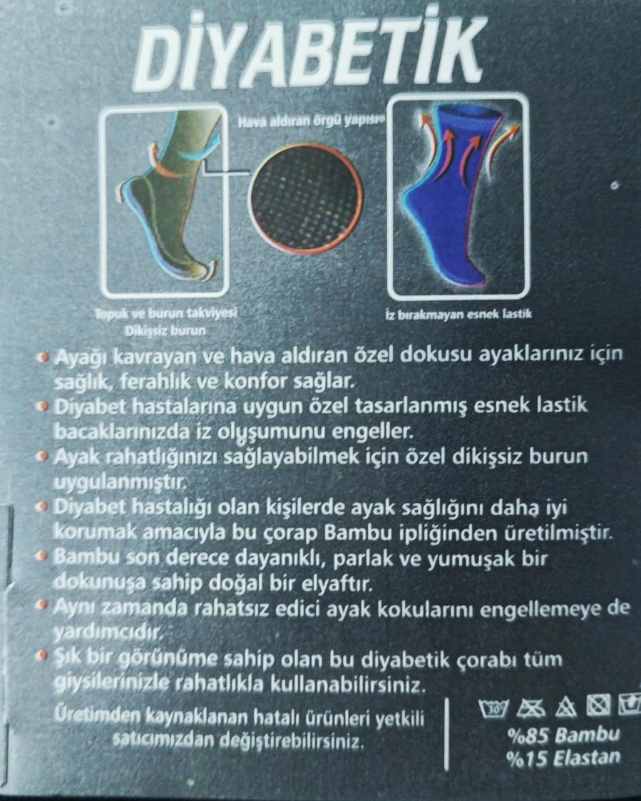 Savcıoğlu Diabetik Bambu Soket Çorap 6 ADET