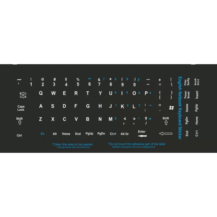 Brs İngilizce Klavye Sticker, Notebook ve Pc Uyumlu Siyah