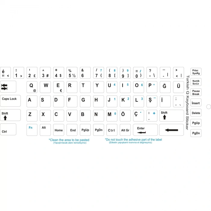 Brs Türkçe Q Klavye Sticker, Notebook ve Pc Uyumlu Beyaz