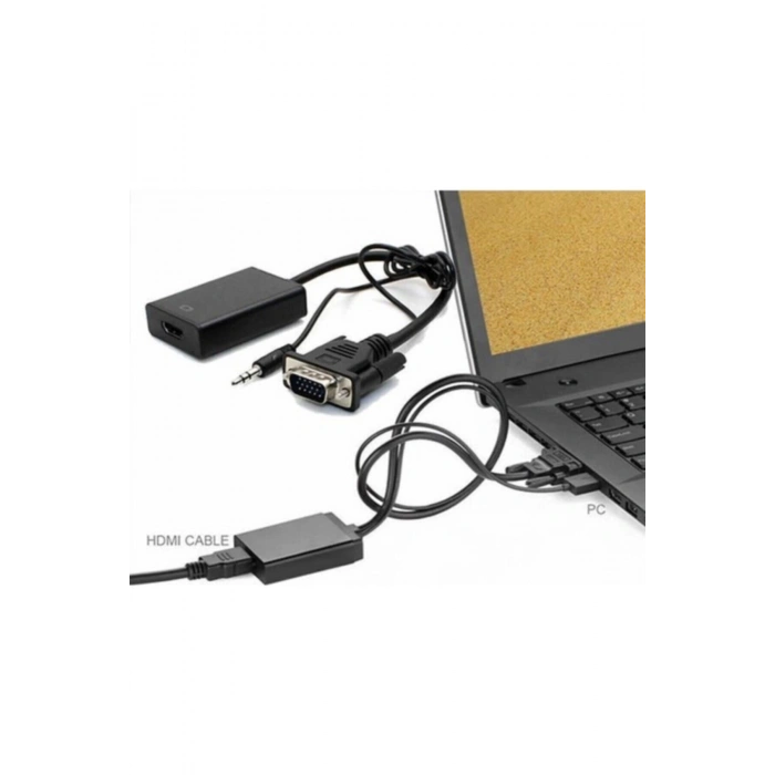 Vga To Hdmı Çevirici Vga + Audio To Hdmı Converter