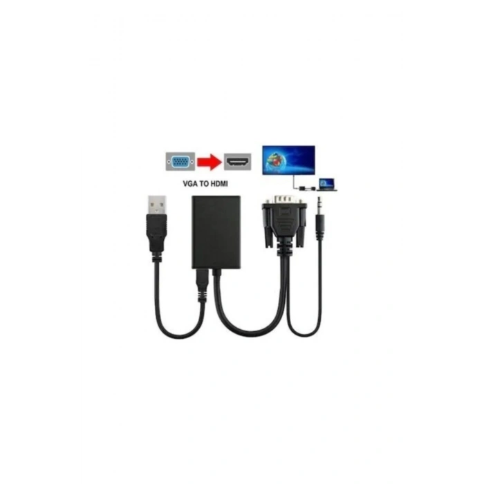 Vga To Hdmı Çevirici Vga + Audio To Hdmı Converter
