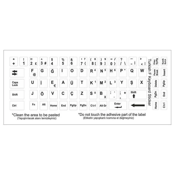 Beyaz F Klavye Etiketi Sticker