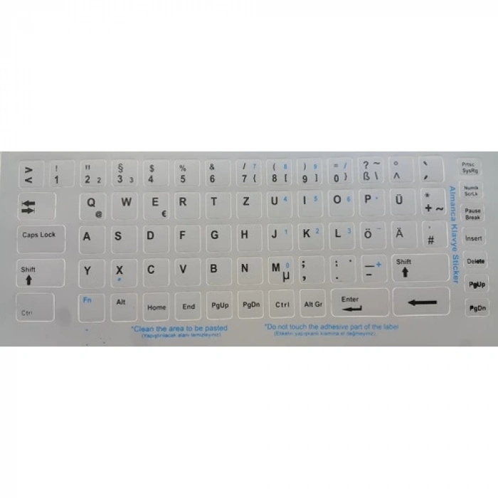 Almanca Gri Klavye Etiketi Çıkartma Harf Sticker Gri