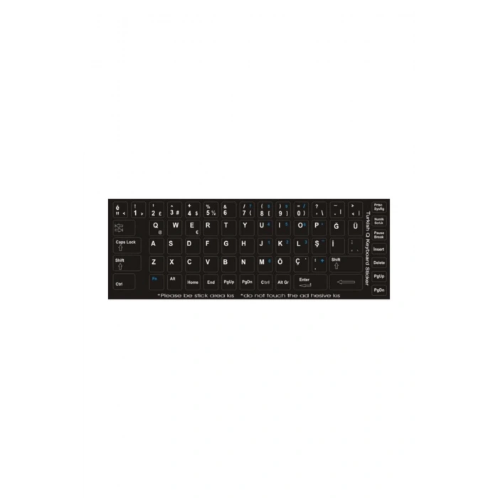 Türkçe Q Klavye Etiketi Laptop Pc Sticker Siyah