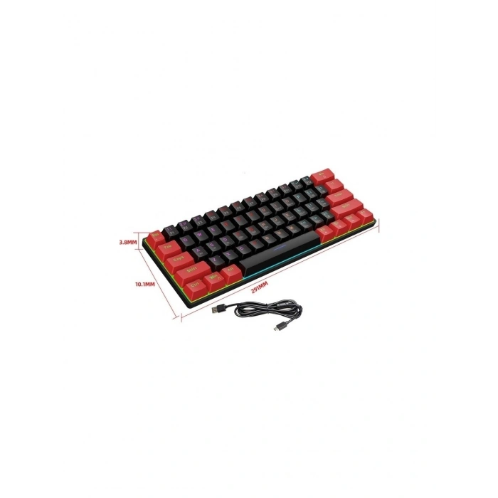 Mini Gaming Mekanik Rgb Klavye Blue Switch - Siyah Kırmızı