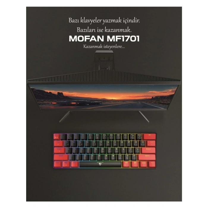 Mini Gaming Mekanik Rgb Klavye Blue Switch - Siyah Kırmızı