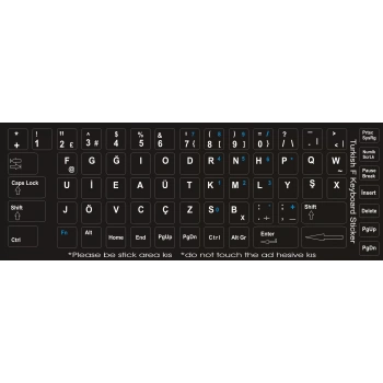 Brs Türkçe F Klavye Sticker, Notebook ve Pc Uyumlu Siyah