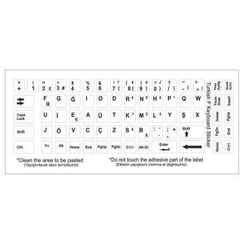 Beyaz F Klavye Etiketi Sticker