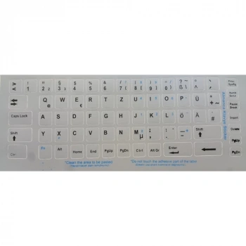 Almanca Gri Klavye Etiketi Çıkartma Harf Sticker Gri