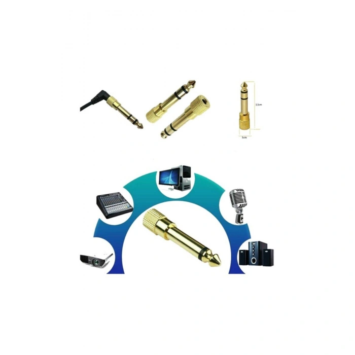 6,3 Mm Erkek To 3,5mm Dişi Kulaklık Mikrofon Çevirici Jak