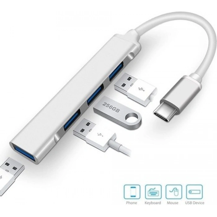 Brs Macbook Uyumlu Type-C To 4* USB 3.0 Splitter 5 Gbps Çevirici Hub Adaptör