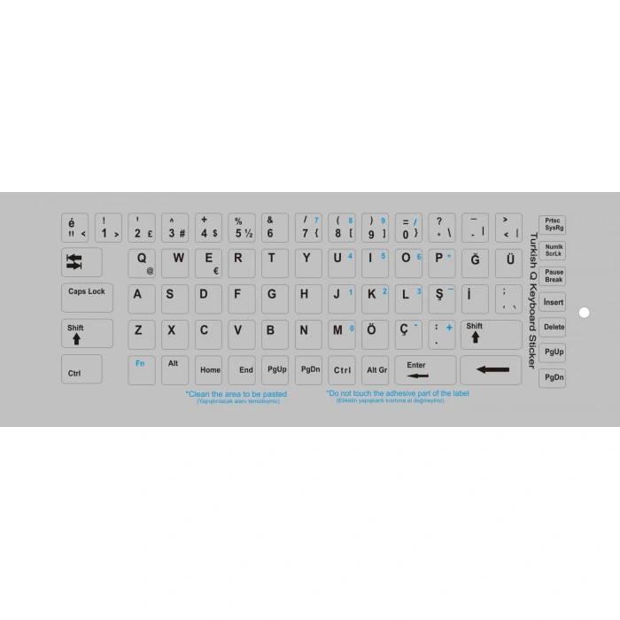 Brs Türkçe Q Klavye Etiketi Laptop Pc Sticker Gri
