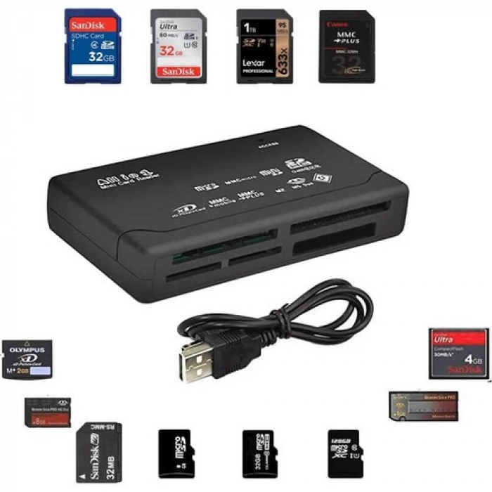USB Çoklu Kart Okuyucu Hub Micro Sd Xd Mmc Ms Cf Tf Mini M2 Combo