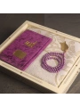 64 Sayfa Mor Kadife Yasin + İnci Tesbih + Kutulu Seccade