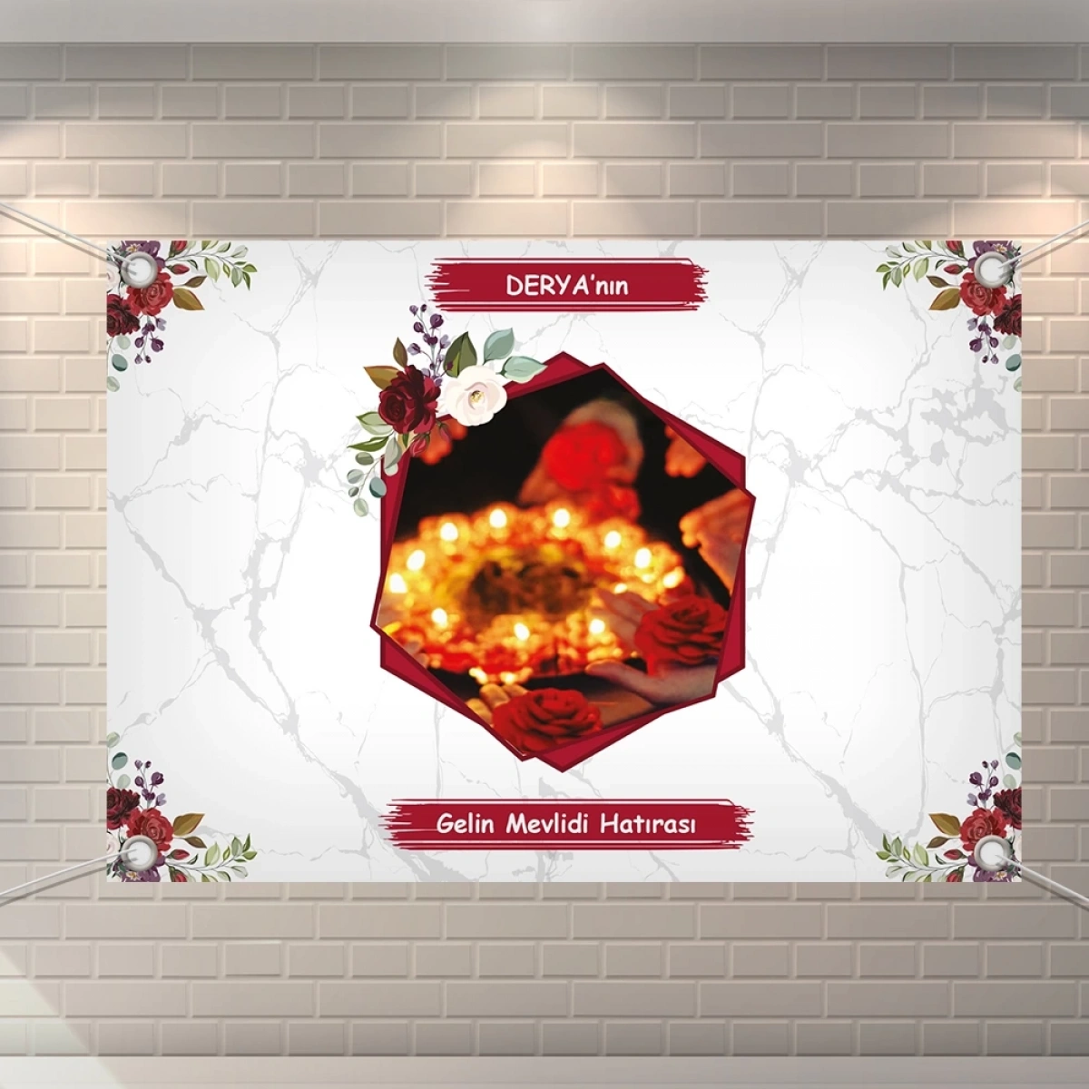 Altıgen Kırmızı Model Branda Afiş 70 x 100 cm