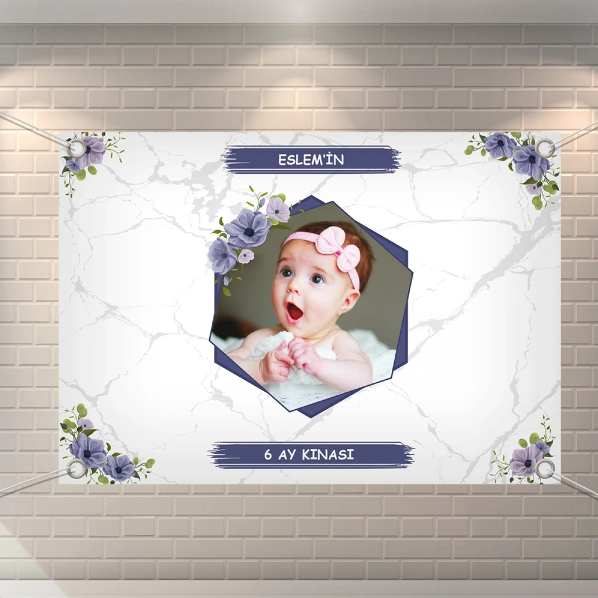 Altıgen Mor Model Branda Afiş 70 x 100 cm