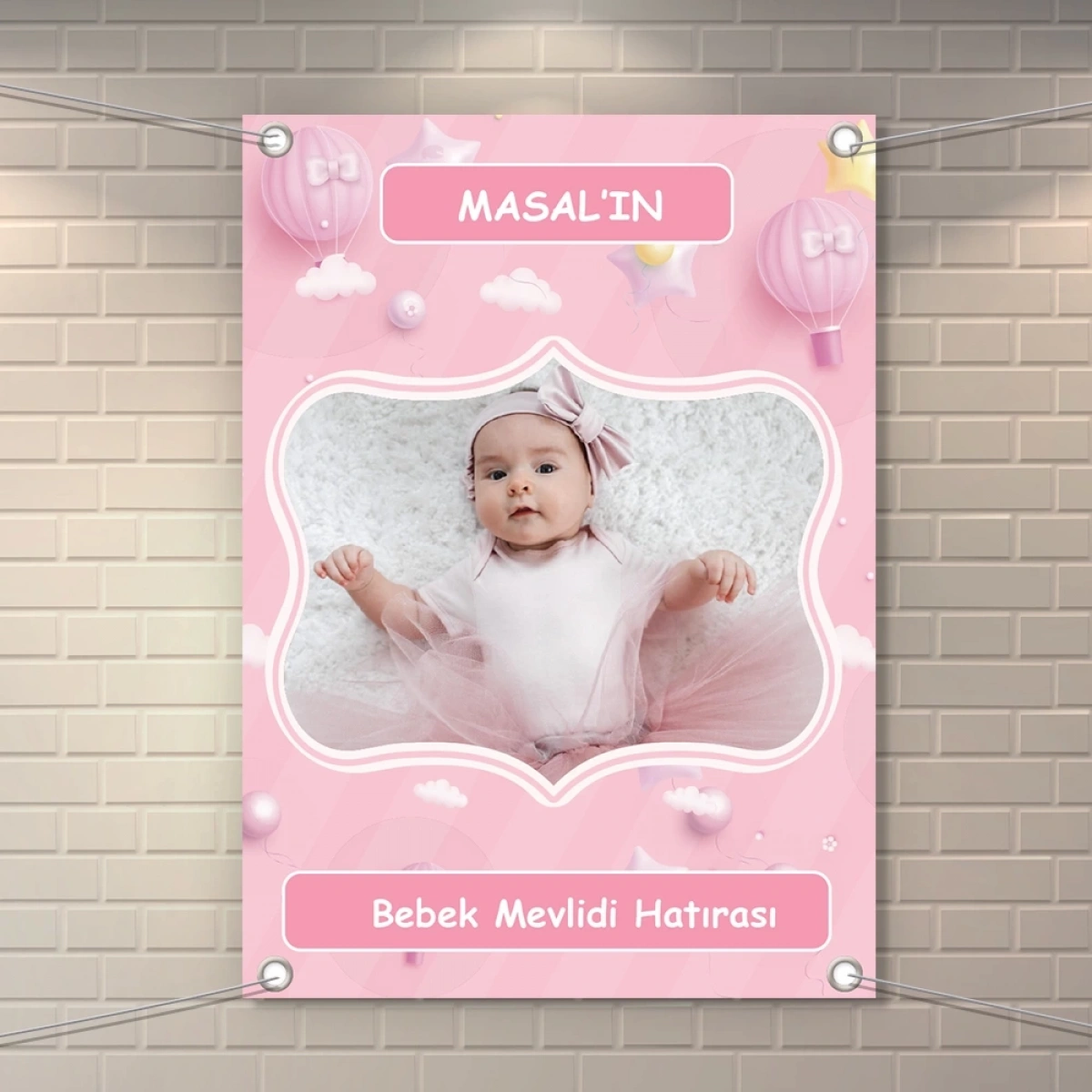 Balon Pembe Model Branda Afiş 50 x 70 cm