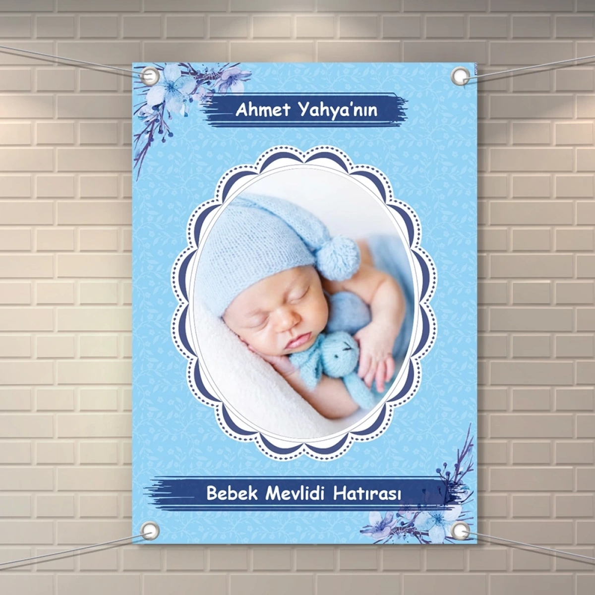 Çiçek Mavi Model Branda Afiş 50 x 70 cm