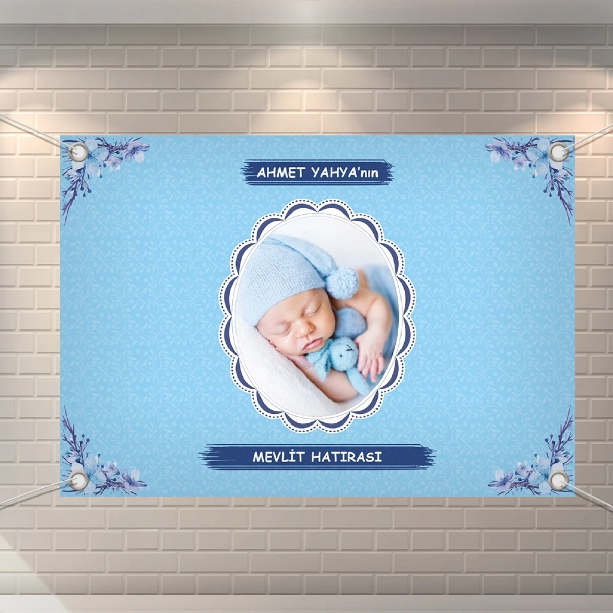 Çiçek Mavi Model Branda Afiş 70 x 100 cm