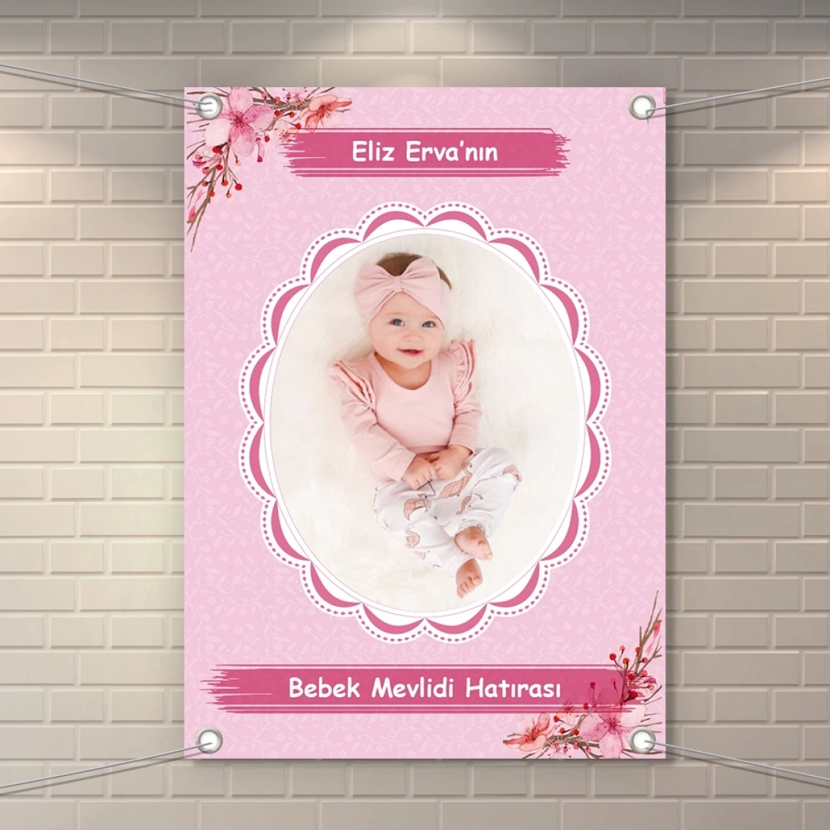 Çiçek Pembe Model Branda Afiş 50 x 70 cm