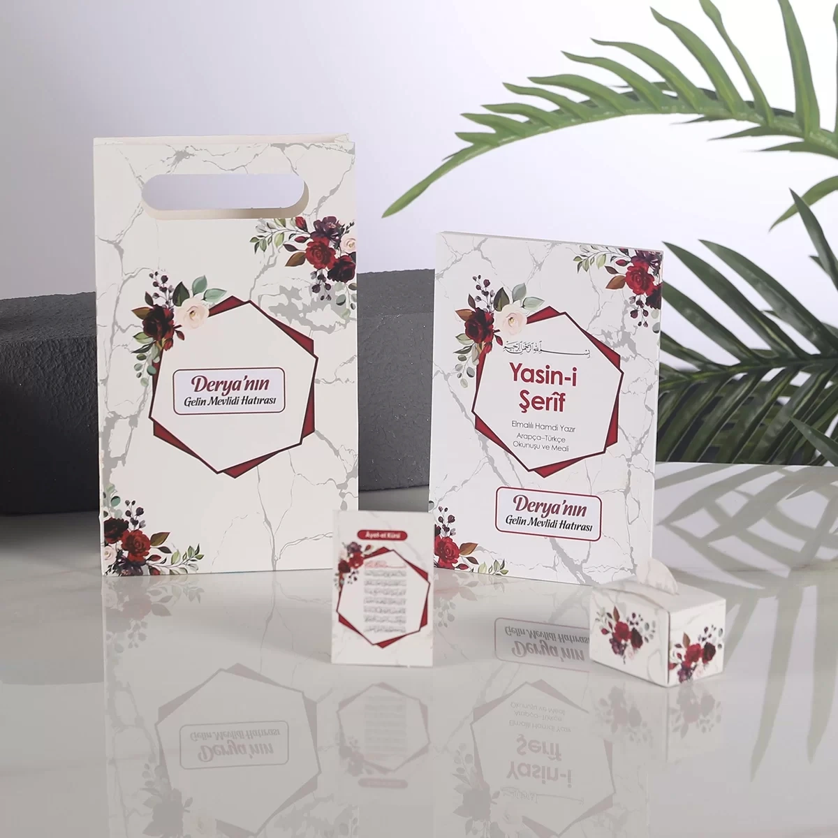 Altıgen Kırmızı Yasin + Çanta + Lokumluk + Magnet