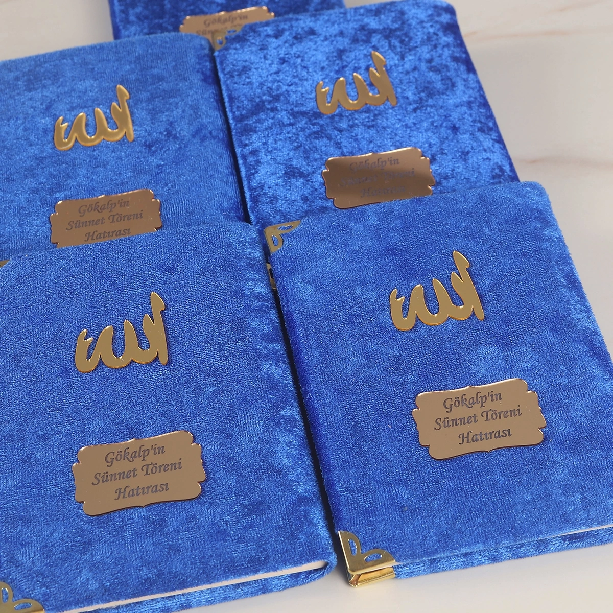 64 Sayfa Saks Mavisi Kese ve İnci Tesbihli Kadife Yasin