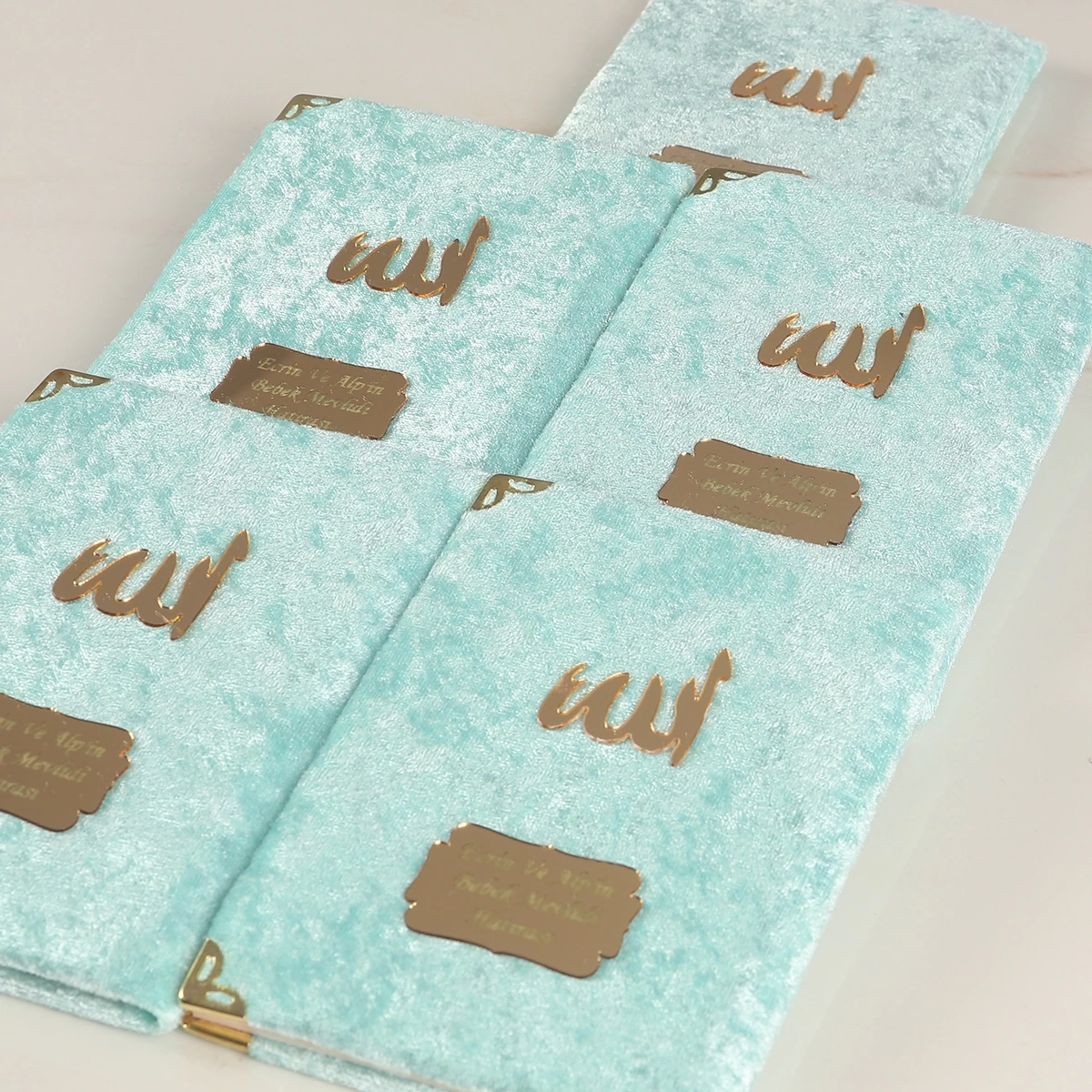 64 Sayfa Su Yeşil Kese ve İnci Tesbihli Kadife Yasin