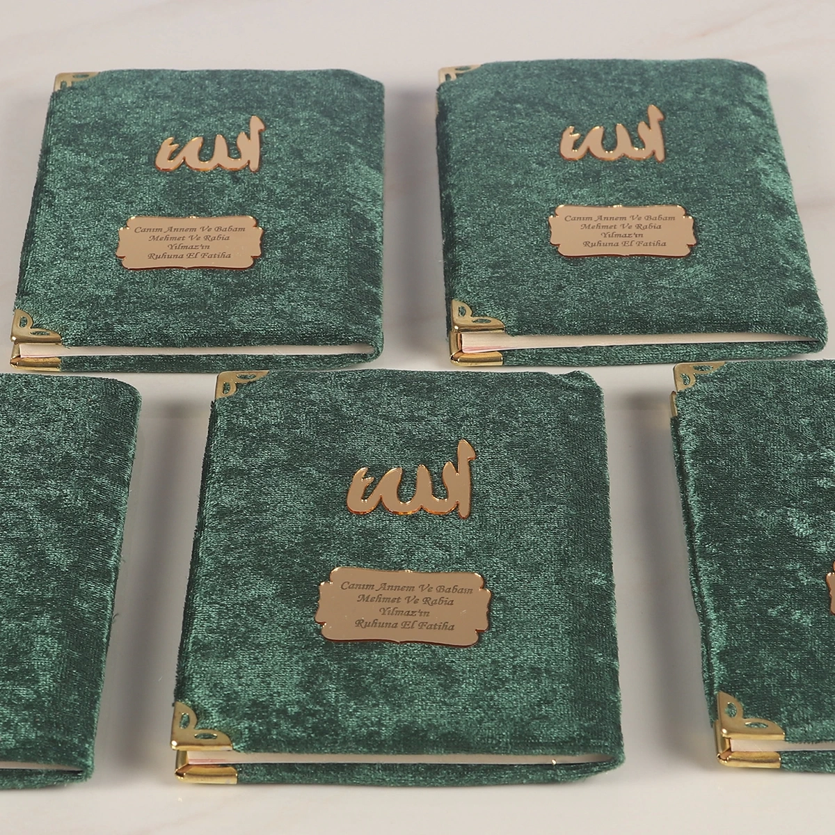 64 Sayfa Zümrüt Kese ve İnci Tesbihli Kadife Yasin