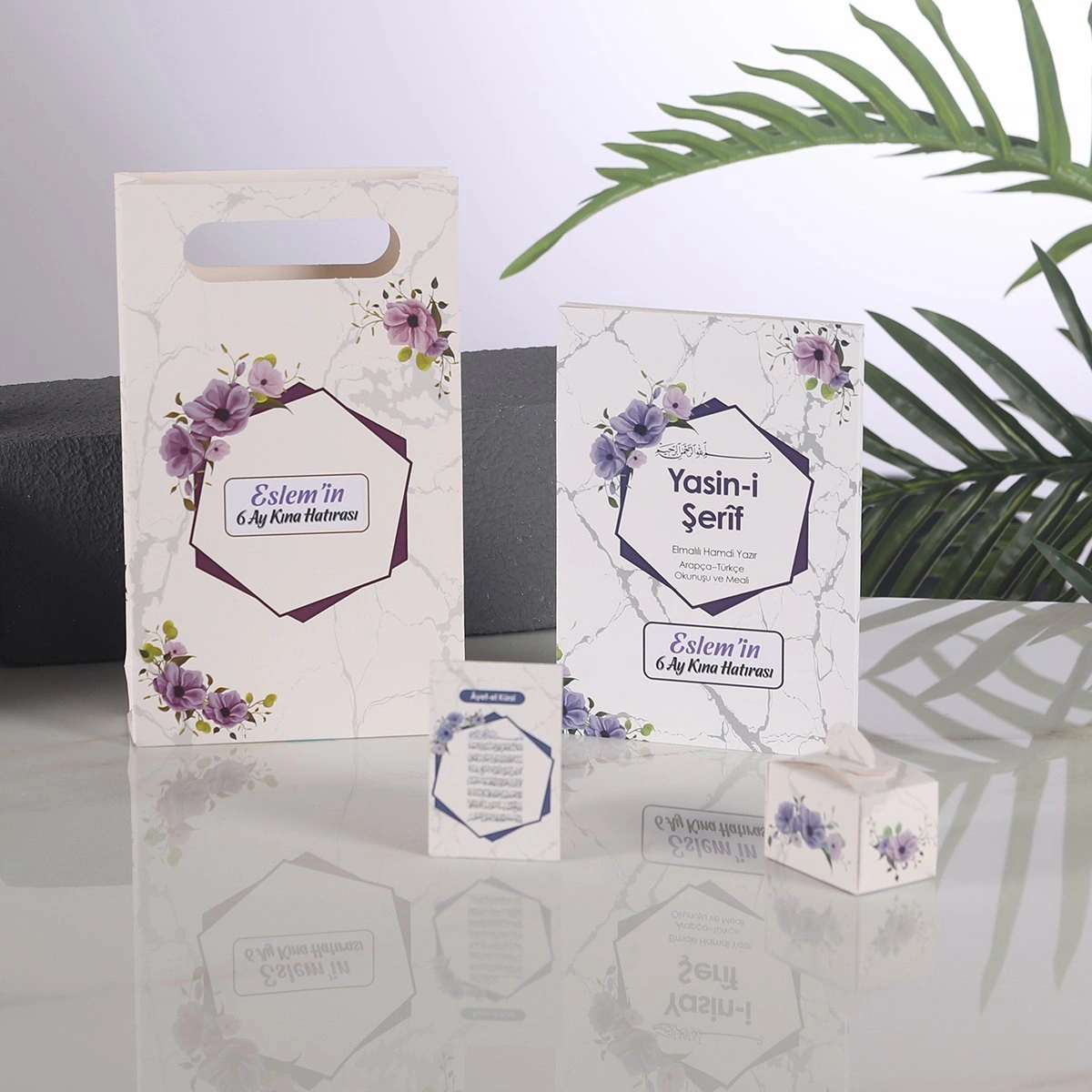 Altıgen Mor Yasin + Çanta + Lokumluk + Magnet