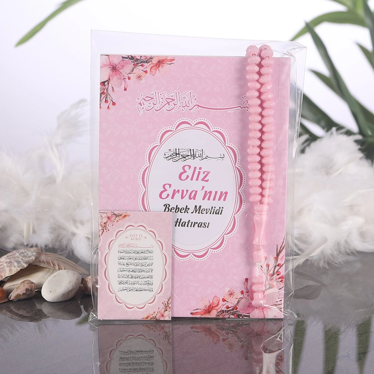 Çiçek Pembe OPP + Yasin + Magnet + Tesbih